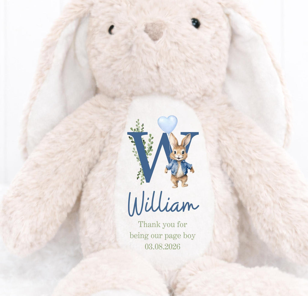 Personalised Page Boy Bunny, Page Boy Keepsake Gift, Thank You Page Boy Gift