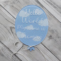 Personalised Acrylic Birth Announcement Balloon: Hello World Baby Photo Prop