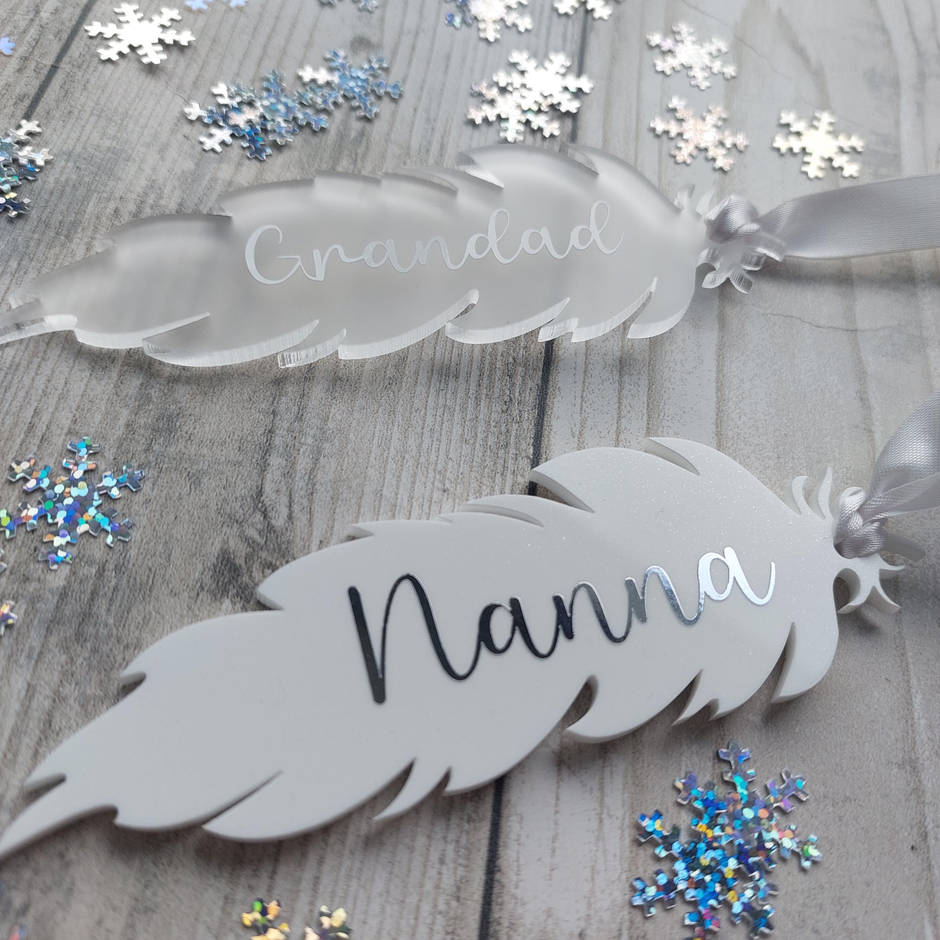 Personalized Memorial Feather Ornament: Bereavement Gift, In Memory Bauble