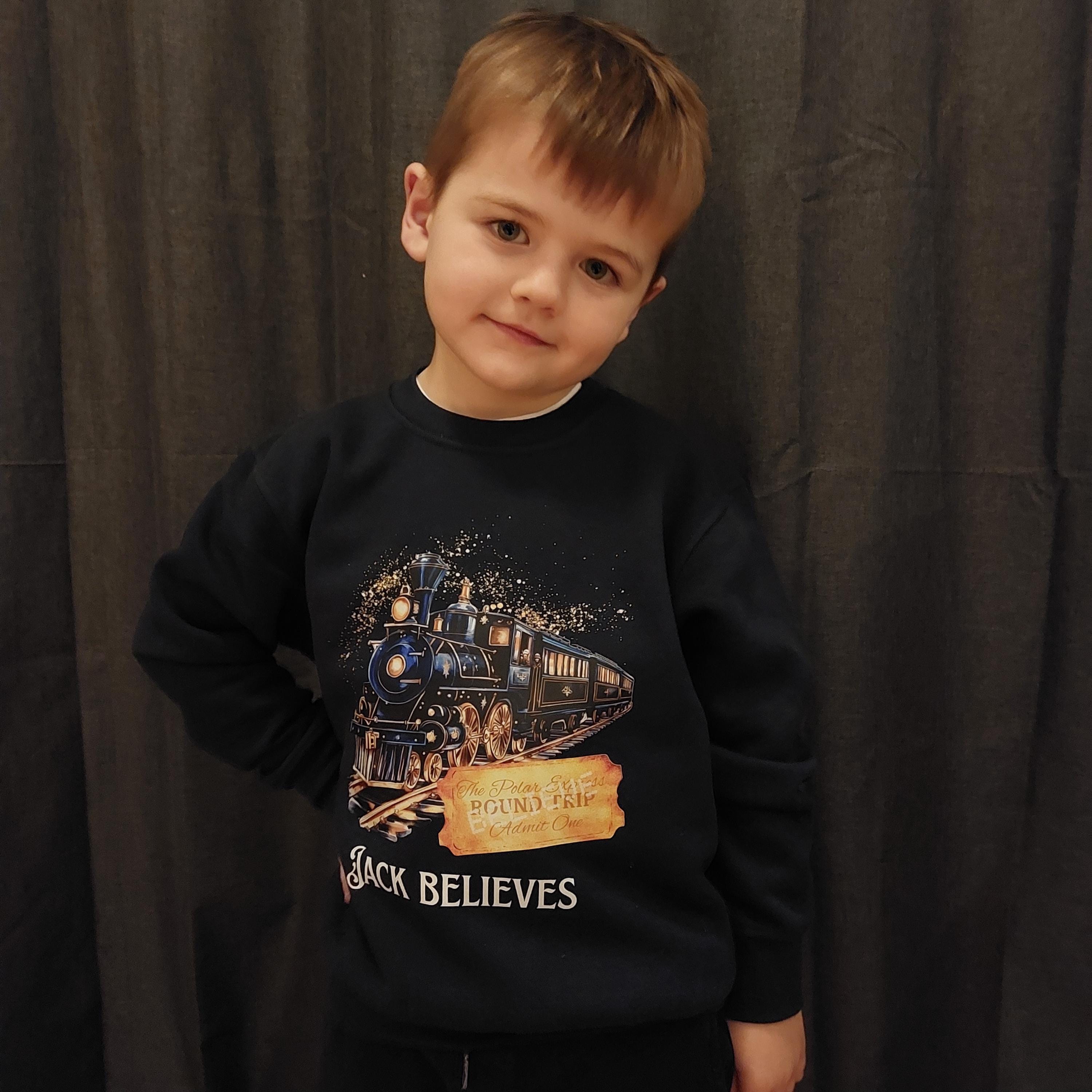 Personalised Kids Christmas Train Sweatshirt, Festive Jumper