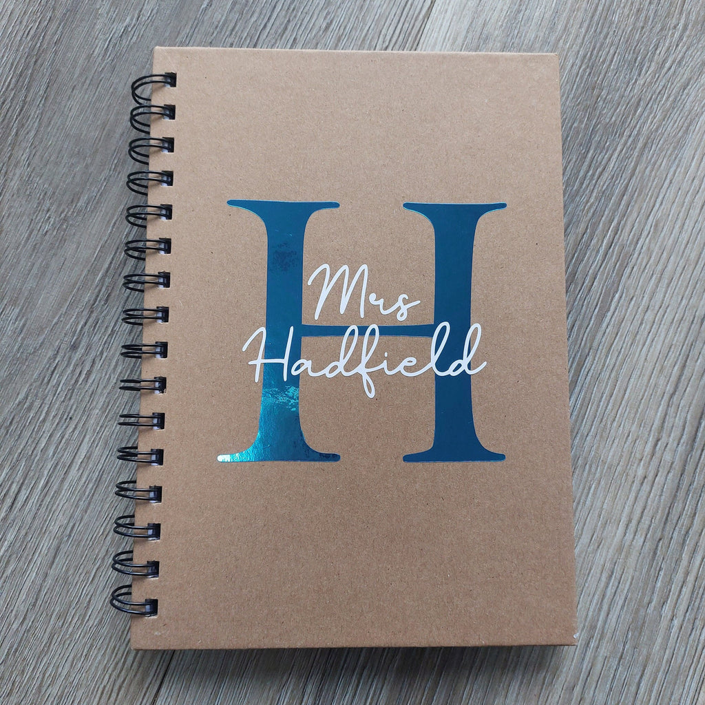 Personalised Teacher Notebook: A5 Kraft, Initial Detail