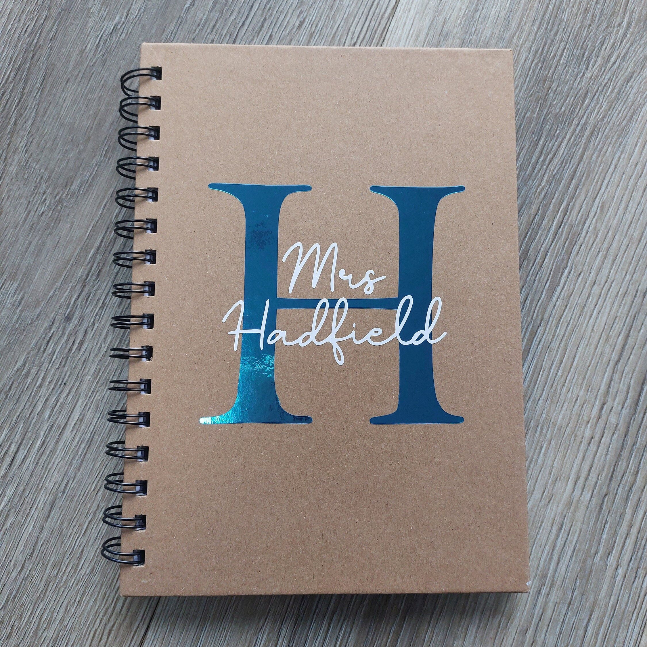 Personalised Teacher Notebook: A5 Kraft, Initial Detail