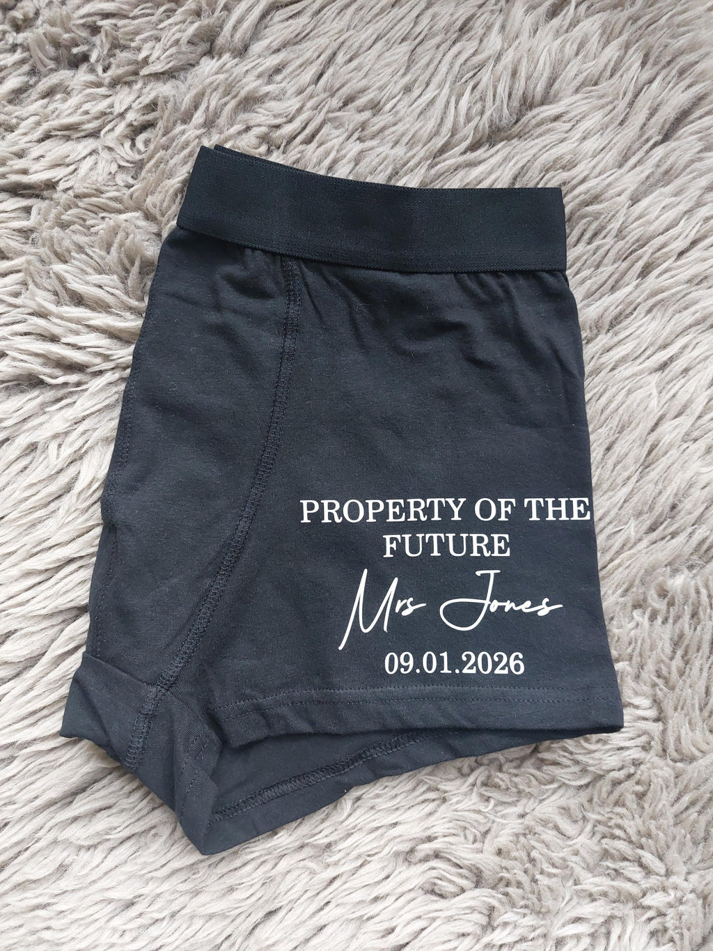 Personalised Groom Boxers, Groom Gift, Property Of The Future Mrs Underwear