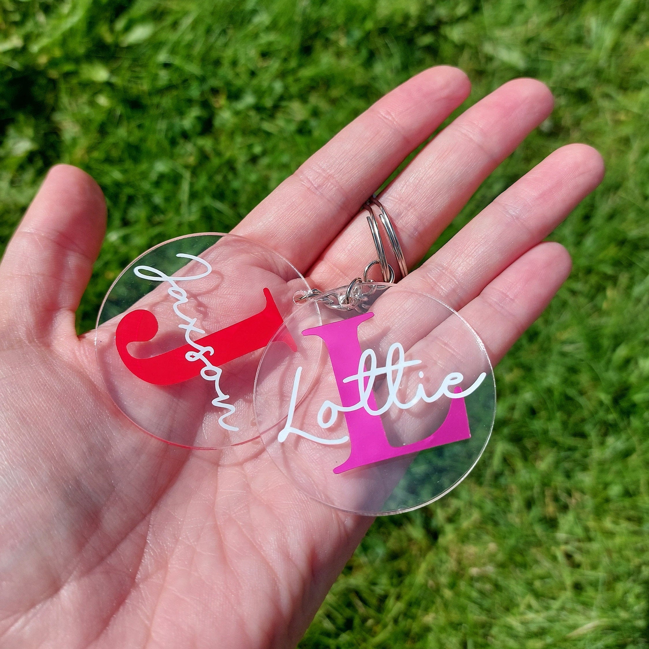 Personalised Name & Initial Keyring: Acrylic School Bag Tag
