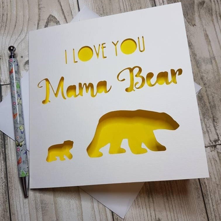 Mama Bear Papercut Card, Mother's Day Gift