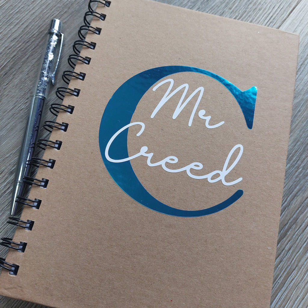 Personalised Teacher Notebook: A5 Kraft, Initial Detail