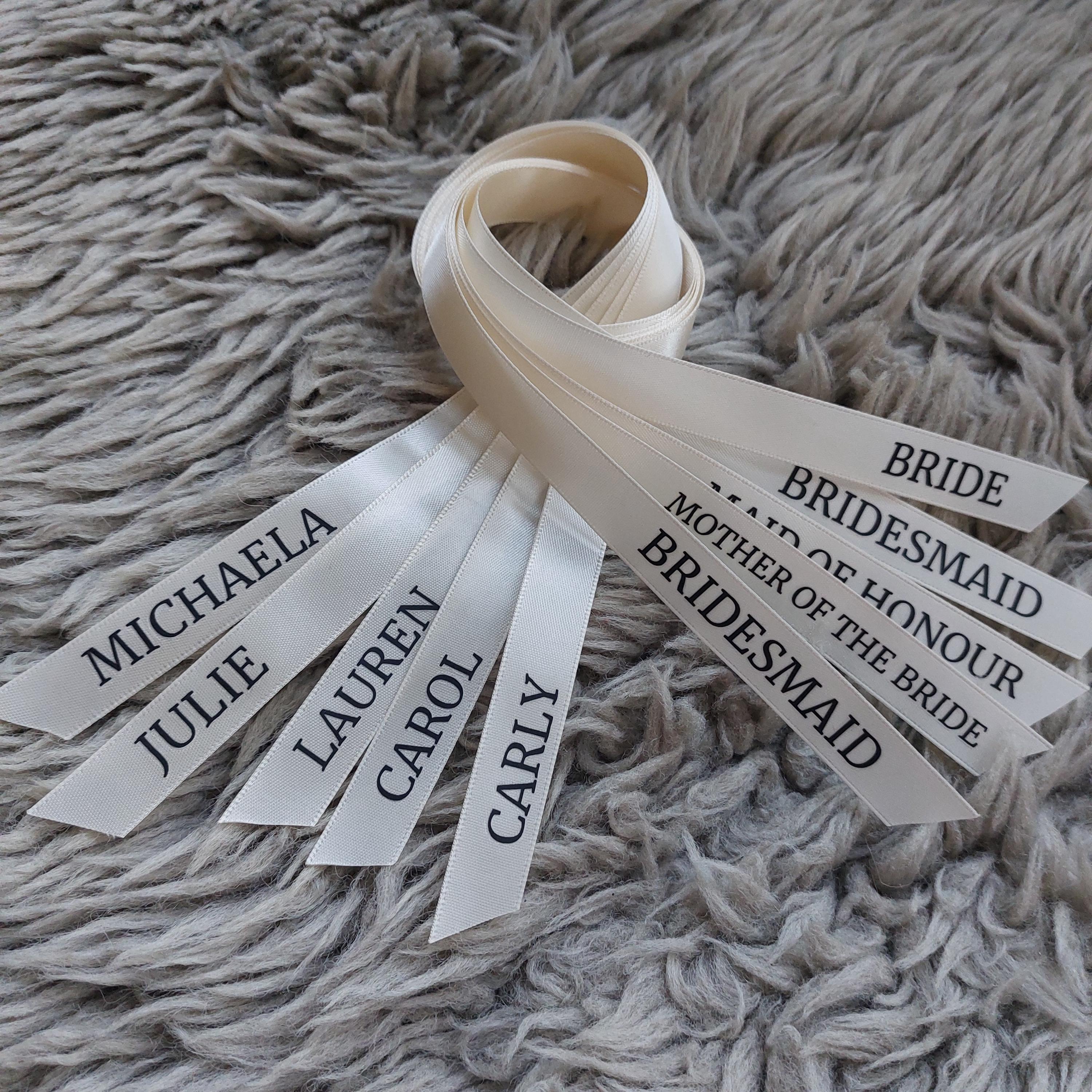 Personalised Wedding Satin Ribbon, Name Place Setting, Wedding Name Setting
