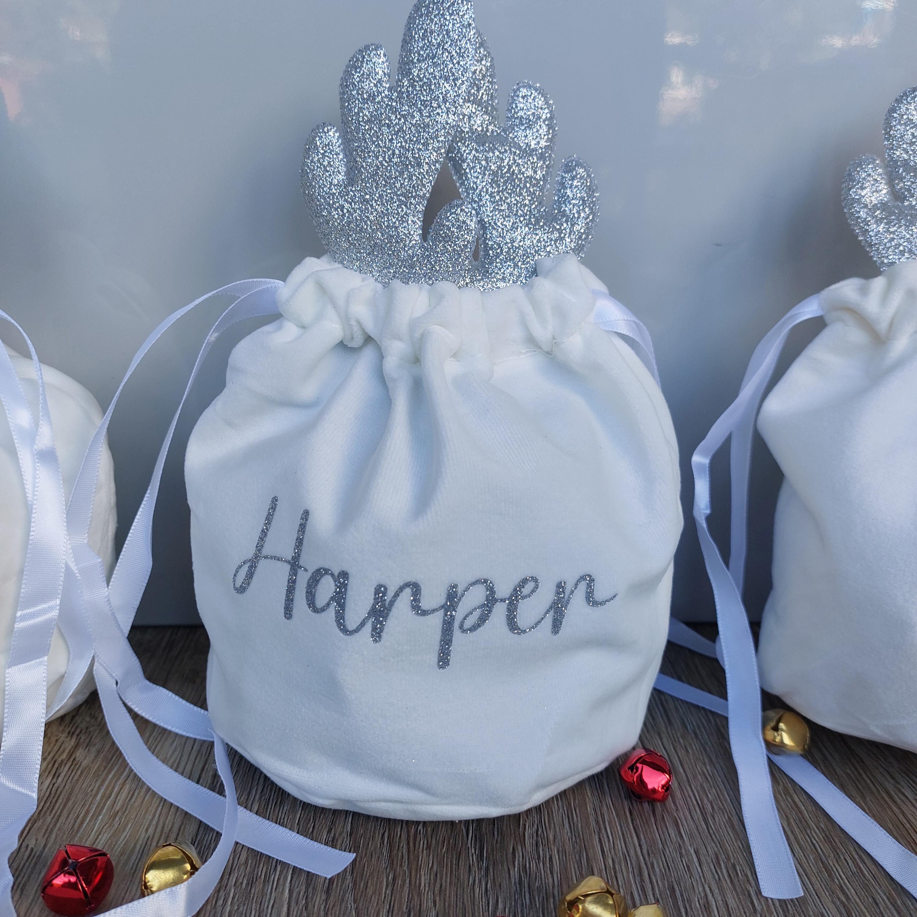 Personalised Christmas Reindeer Treat Bag: Gold or Silver Antlers