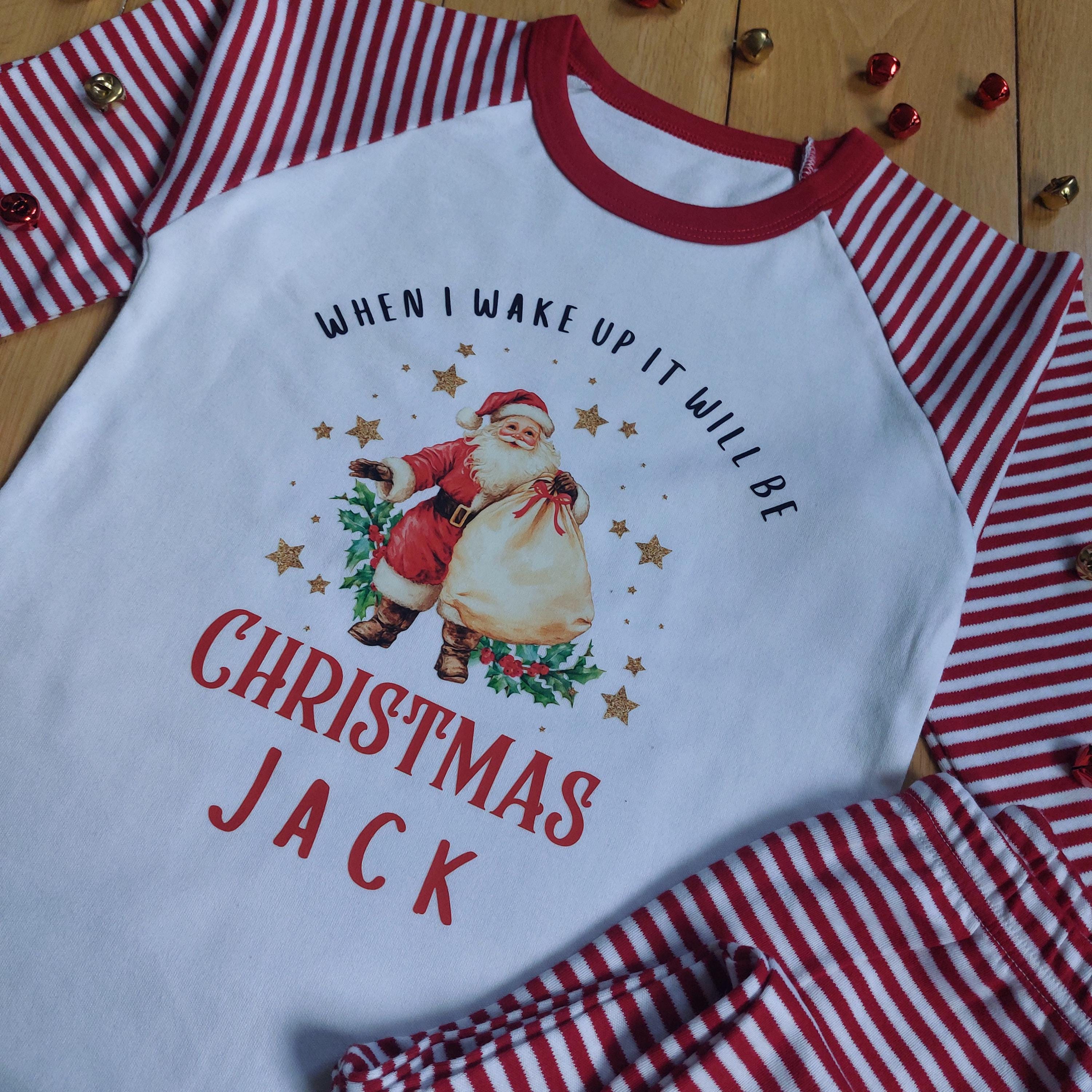 Personalised Kids Christmas Eve Pyjamas, When I Wake Up Pyjamas