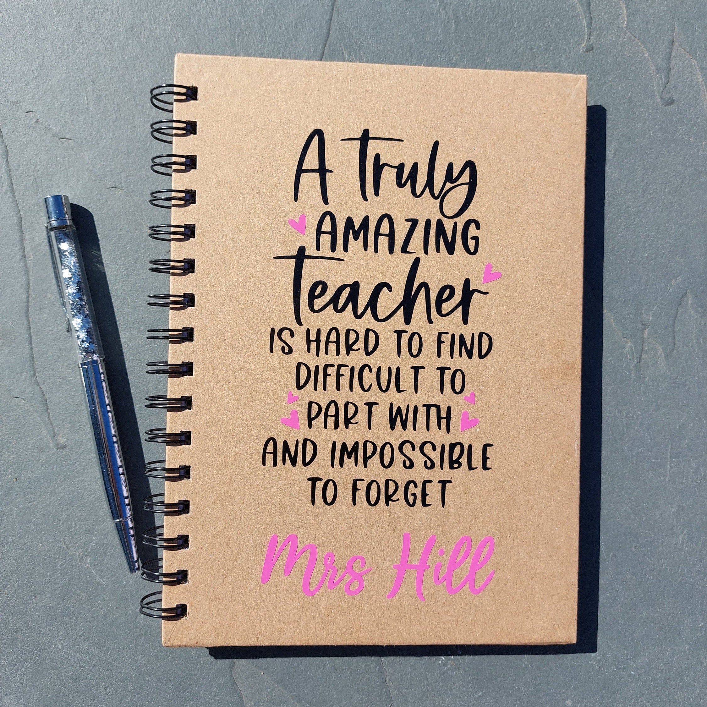 Personalised Teacher Appreciation Notebook: Teacher Thank You Gift, Kraft A5