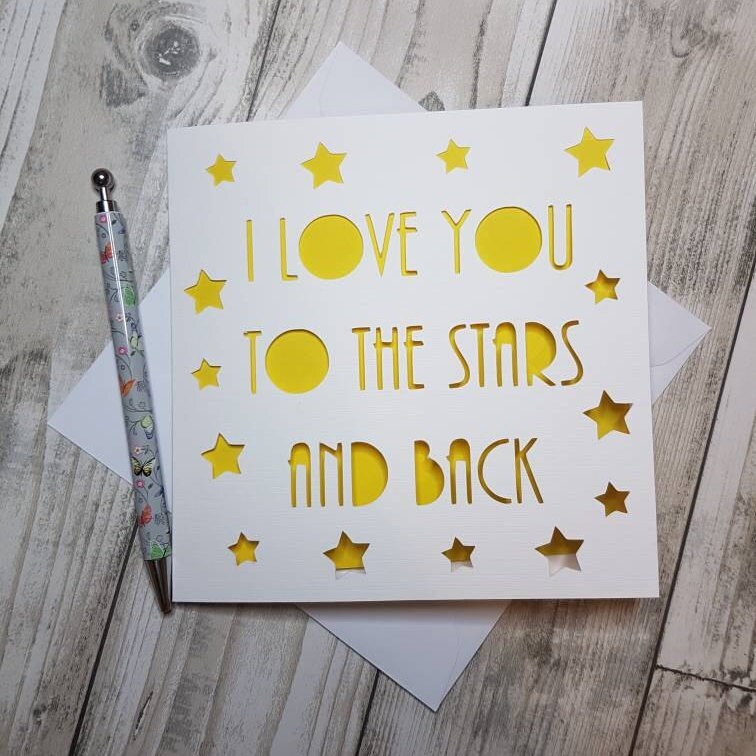 I Love You To The Stars Papercut Card, Papercut Valentines Card, Love card