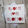All Of Me Loves All Of You, Valentines Day, Valentines Card, Lyric Card, Husband Valentines, Wife Valentines, Fiance Valentines, Love Card