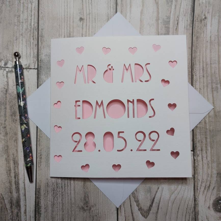 Personalised Papercut Wedding Card: Mr & Mrs, Wedding Card