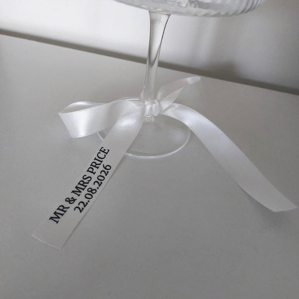 Personalised Wedding Satin Ribbon, Name Place Setting, Wedding Name Setting