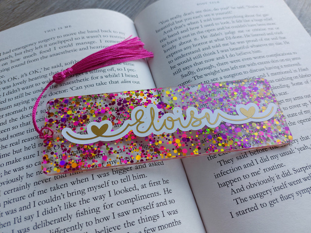 Personalised Glitter Acrylic Bookmark with Tassel