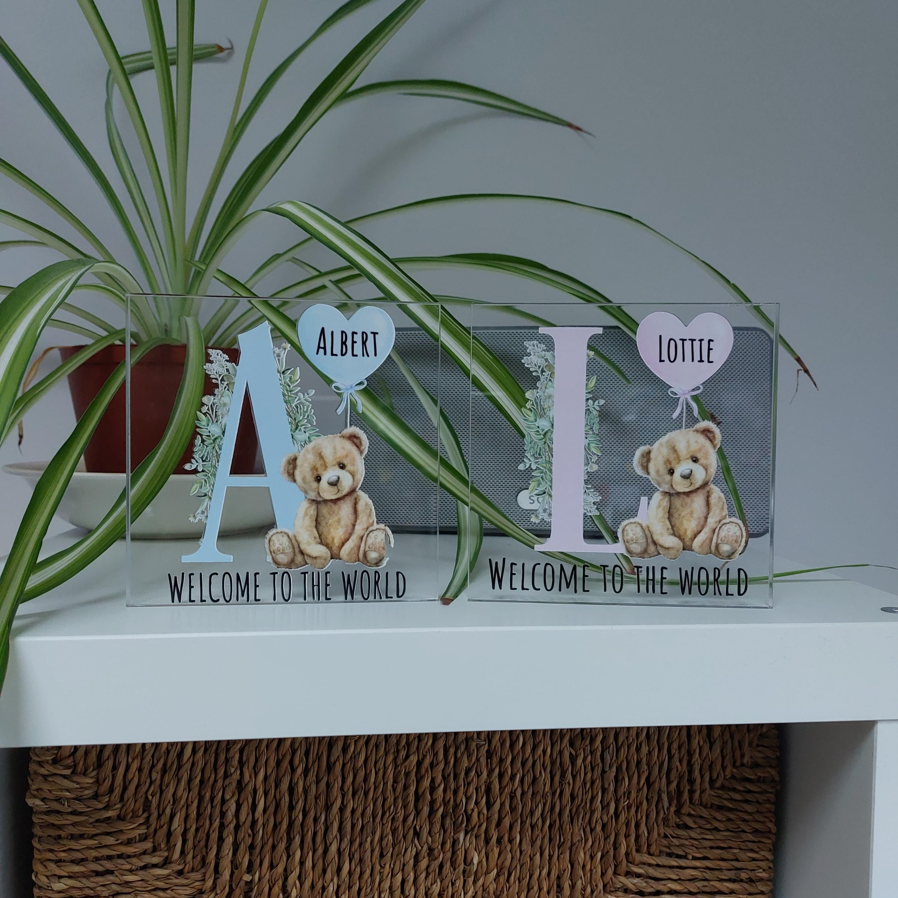 Personalised Baby Bear Alphabet Block: New Baby Nursery Decor