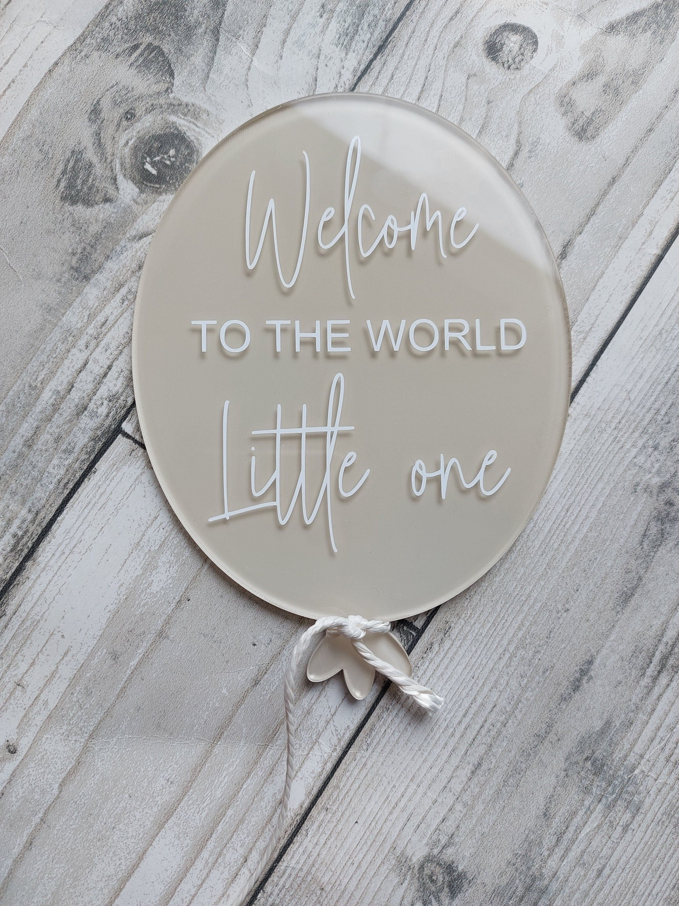 Painted Acrylic Birth Announcement Balloon: Baby Photo Prop