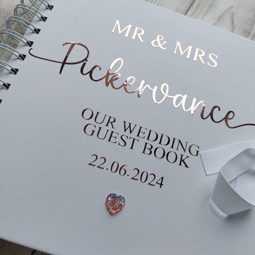 Personalised Wedding Guest Book: Custom Names & Date