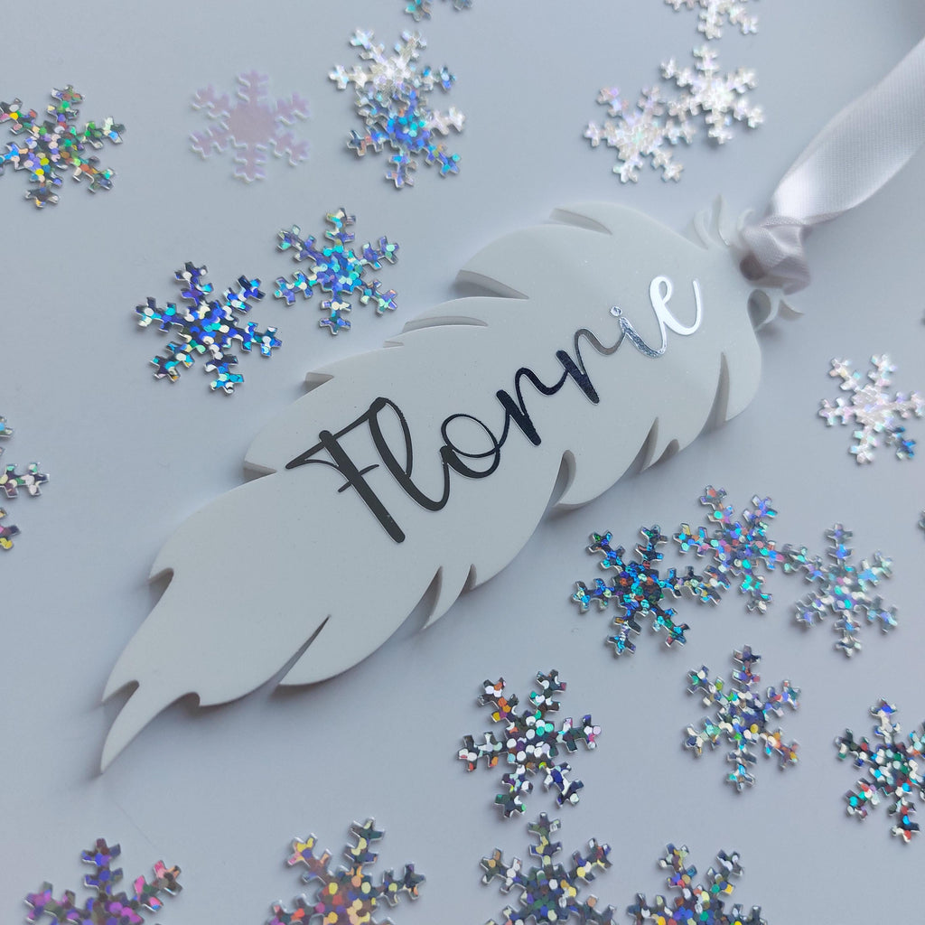 Personalized Memorial Feather Ornament: Bereavement Gift, In Memory Bauble