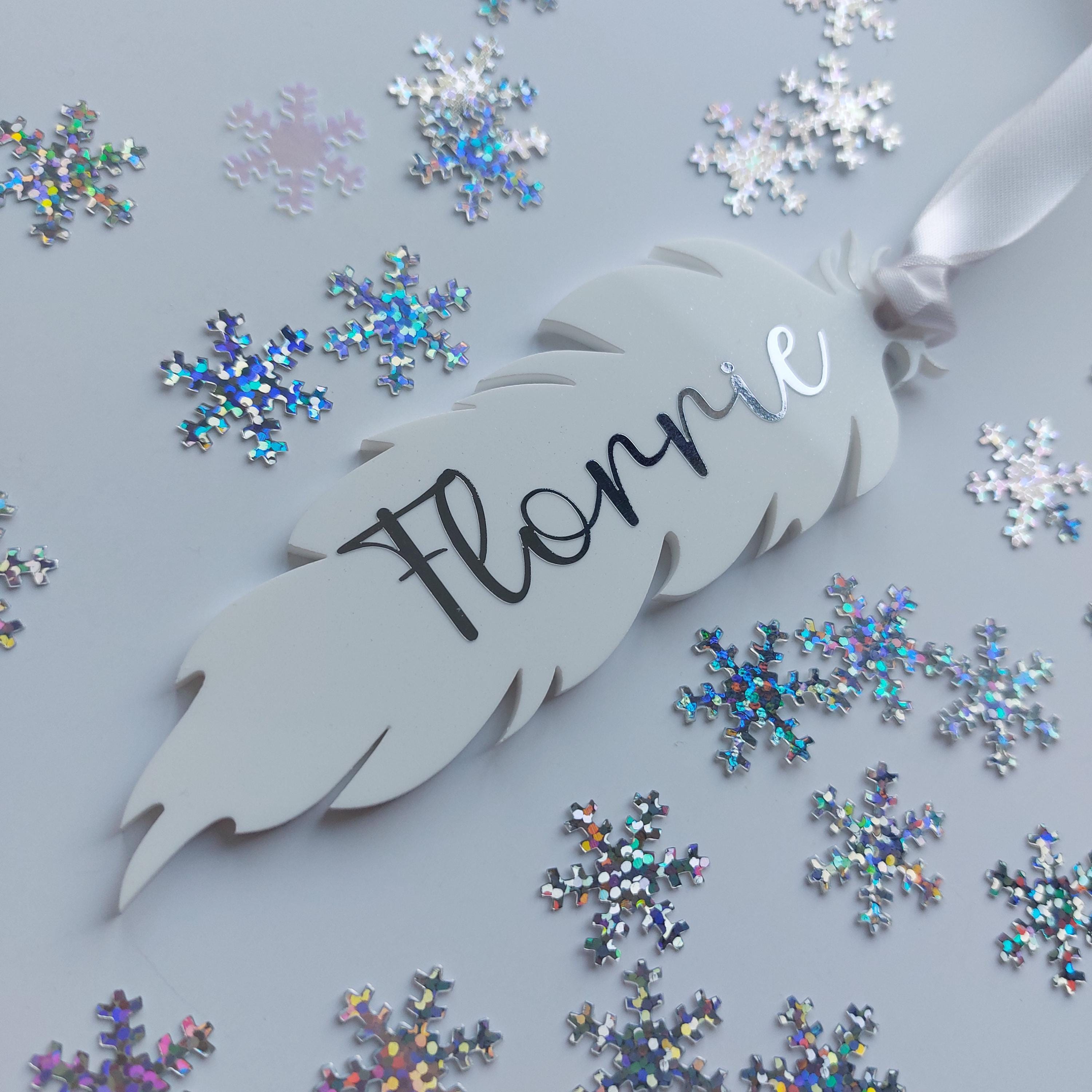 Personalized Memorial Feather Ornament: Bereavement Gift, In Memory Bauble