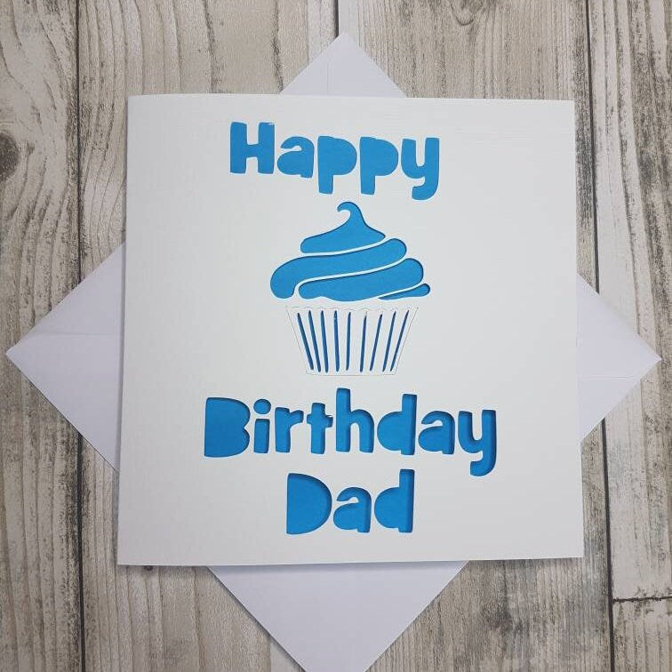 Happy Birthday Dad Papercut Card: Cupcake Design