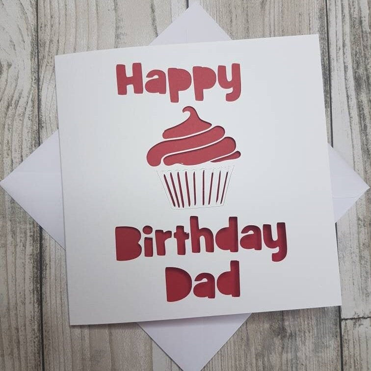 Happy Birthday Dad Papercut Card: Cupcake Design