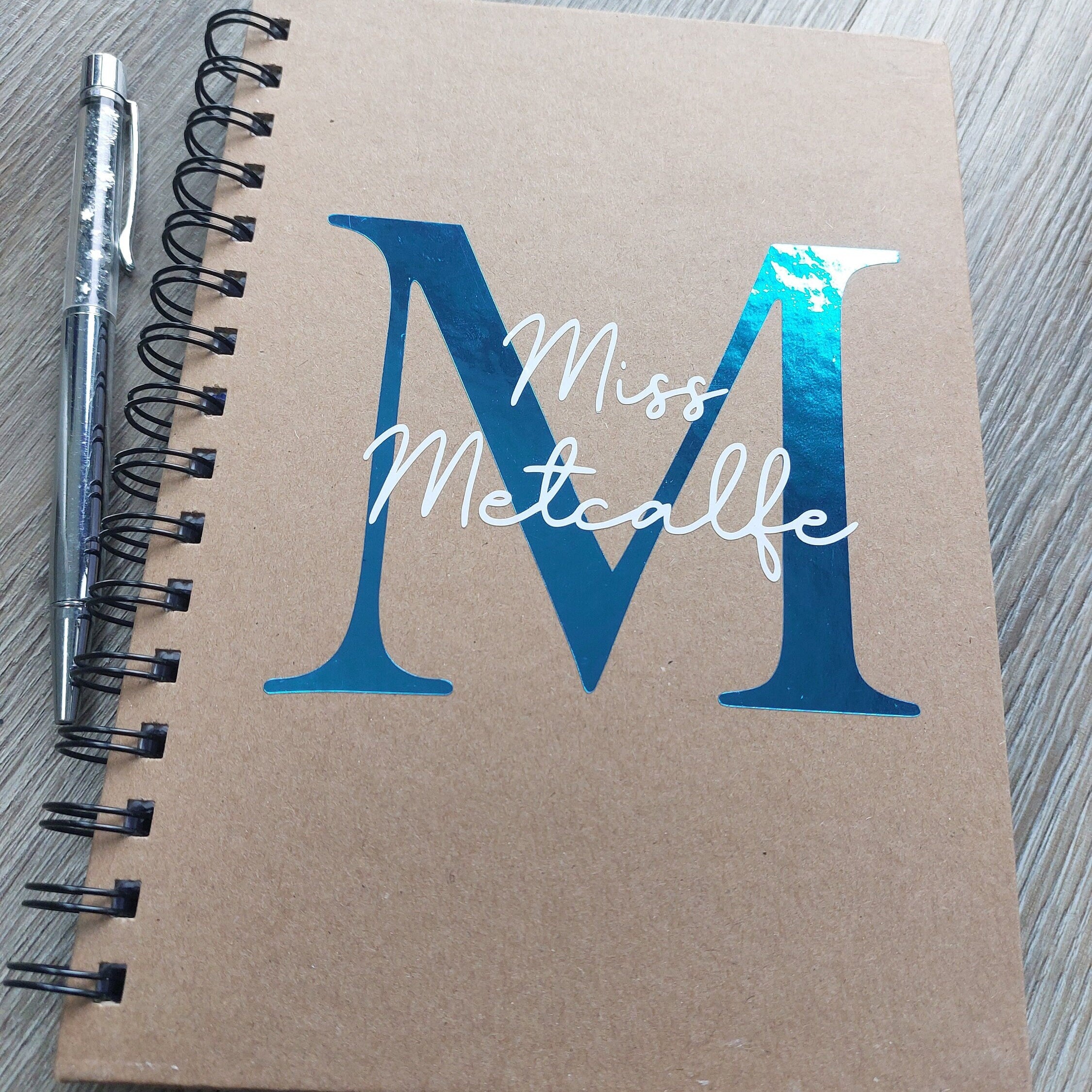 Personalised Teacher Notebook: A5 Kraft, Initial Detail