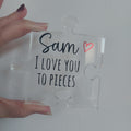 Personalised I Love You To Pieces Puzzle Piece, Valentines Day Puzzle Gift, Personalised Jigsaw Piece
