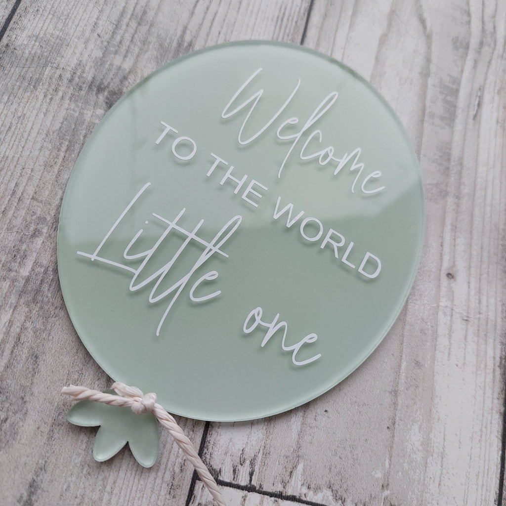 Painted Acrylic Birth Announcement Balloon: Baby Photo Prop
