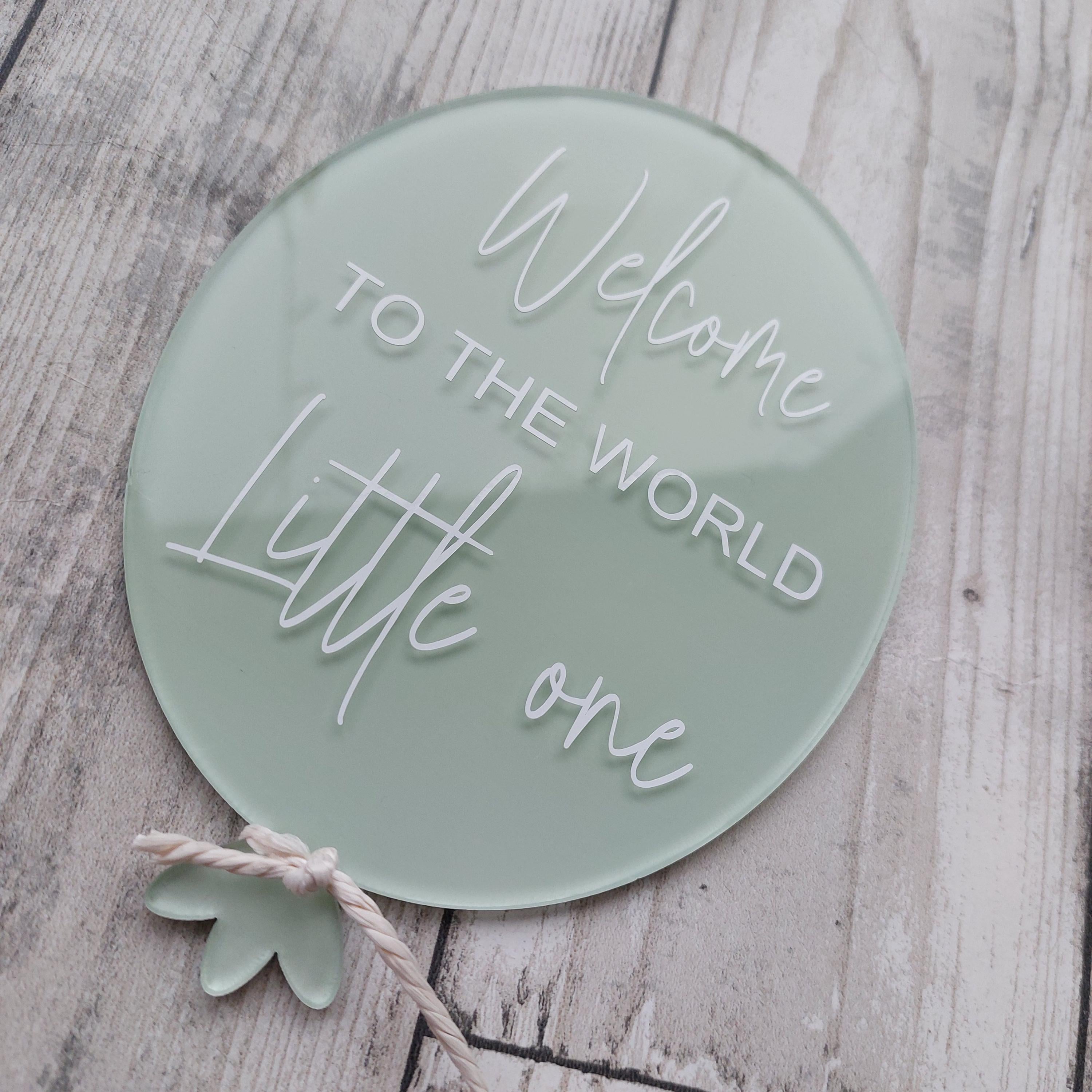 Painted Acrylic Birth Announcement Balloon: Baby Photo Prop