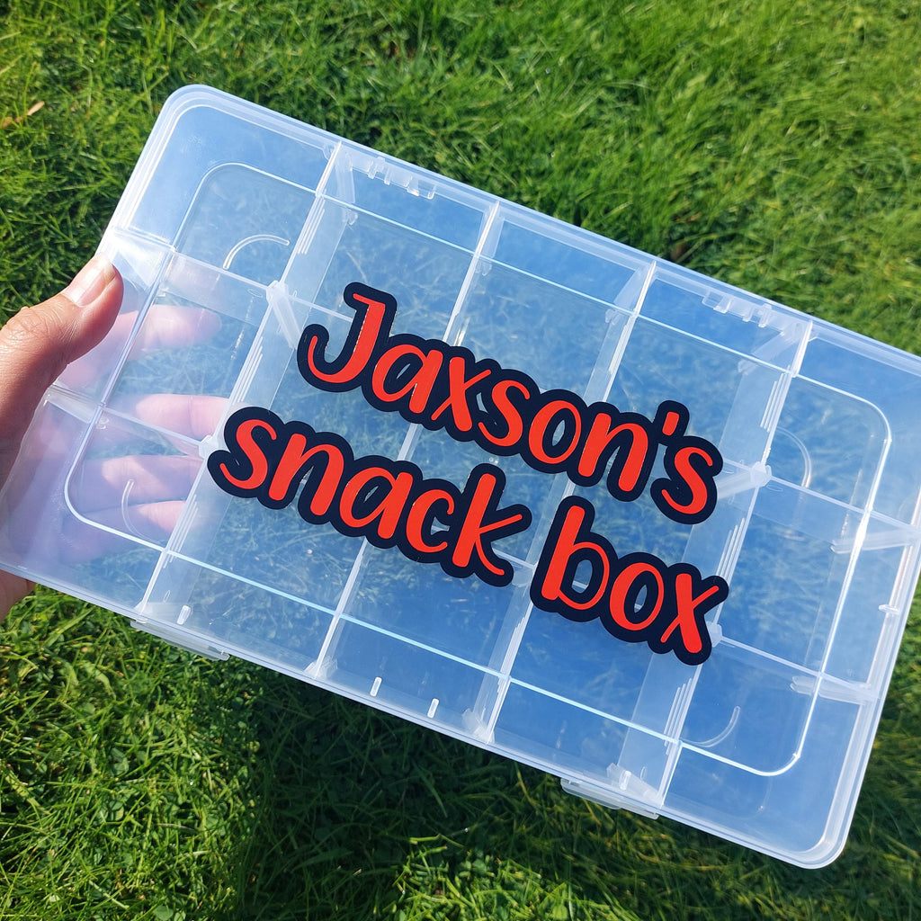 Personalised Travel Snack Box: Rainbow Writing, Removable Compartments