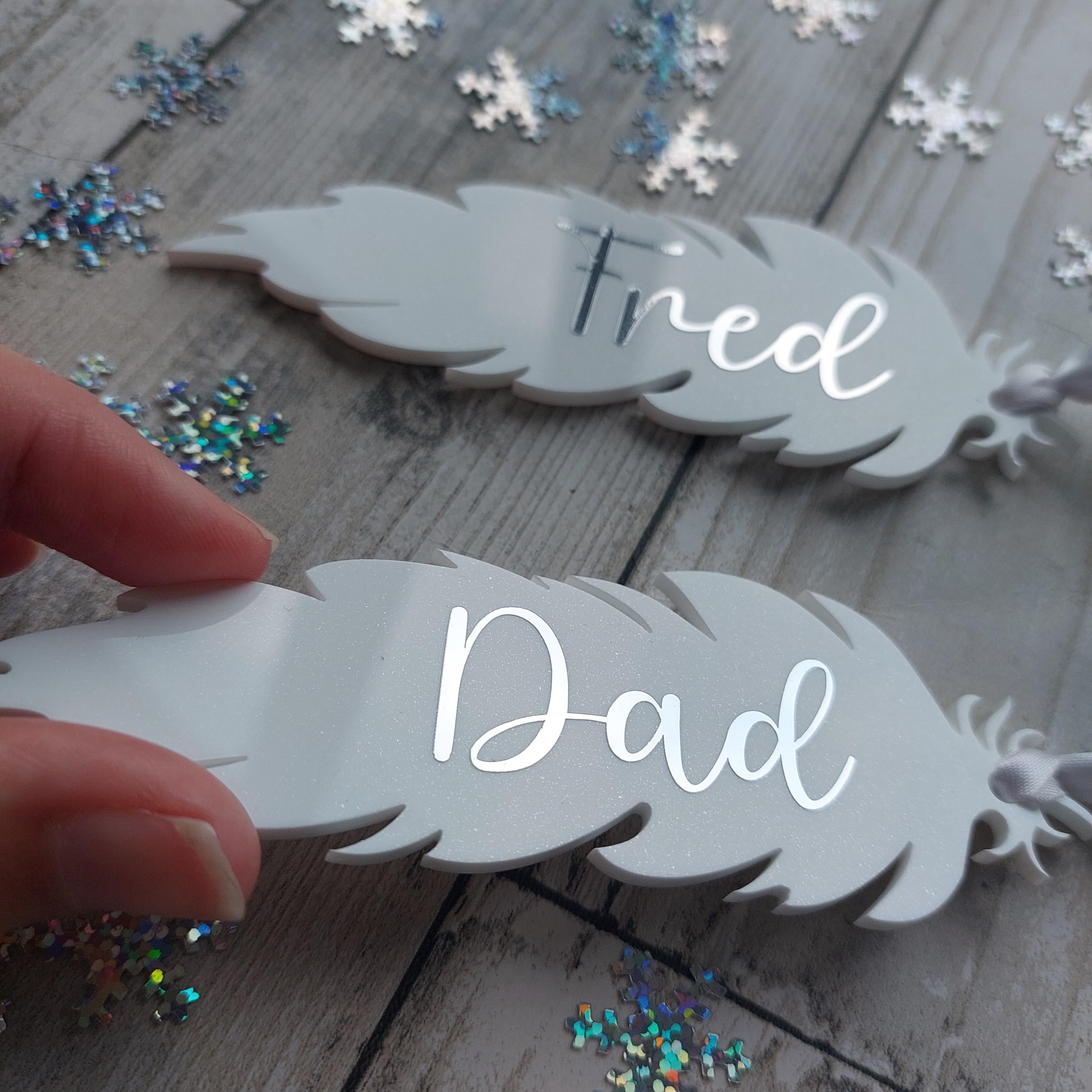 Personalized Memorial Feather Ornament: Bereavement Gift, In Memory Bauble