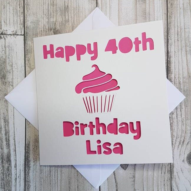 Personalised Papercut Birthday Card: Cupcake Design, Any Age
