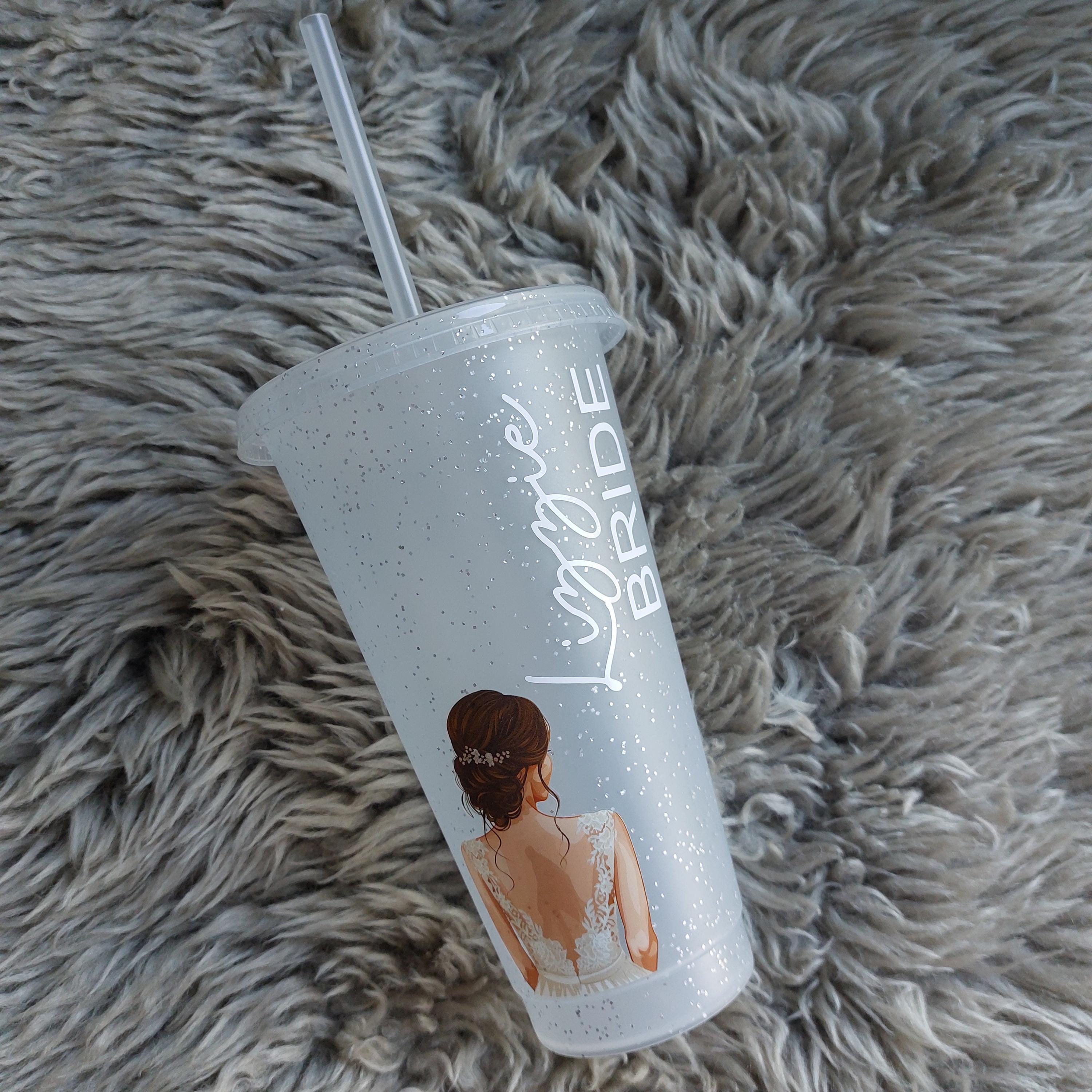 Personalised Glitter Bride Cold Cup: Bridal Party Favour, Bride To Be Gift