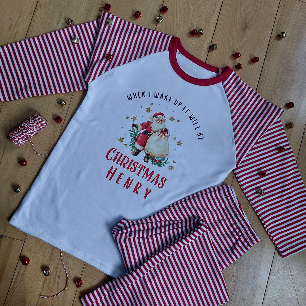 Personalised Kids Christmas Eve Pyjamas, When I Wake Up Pyjamas