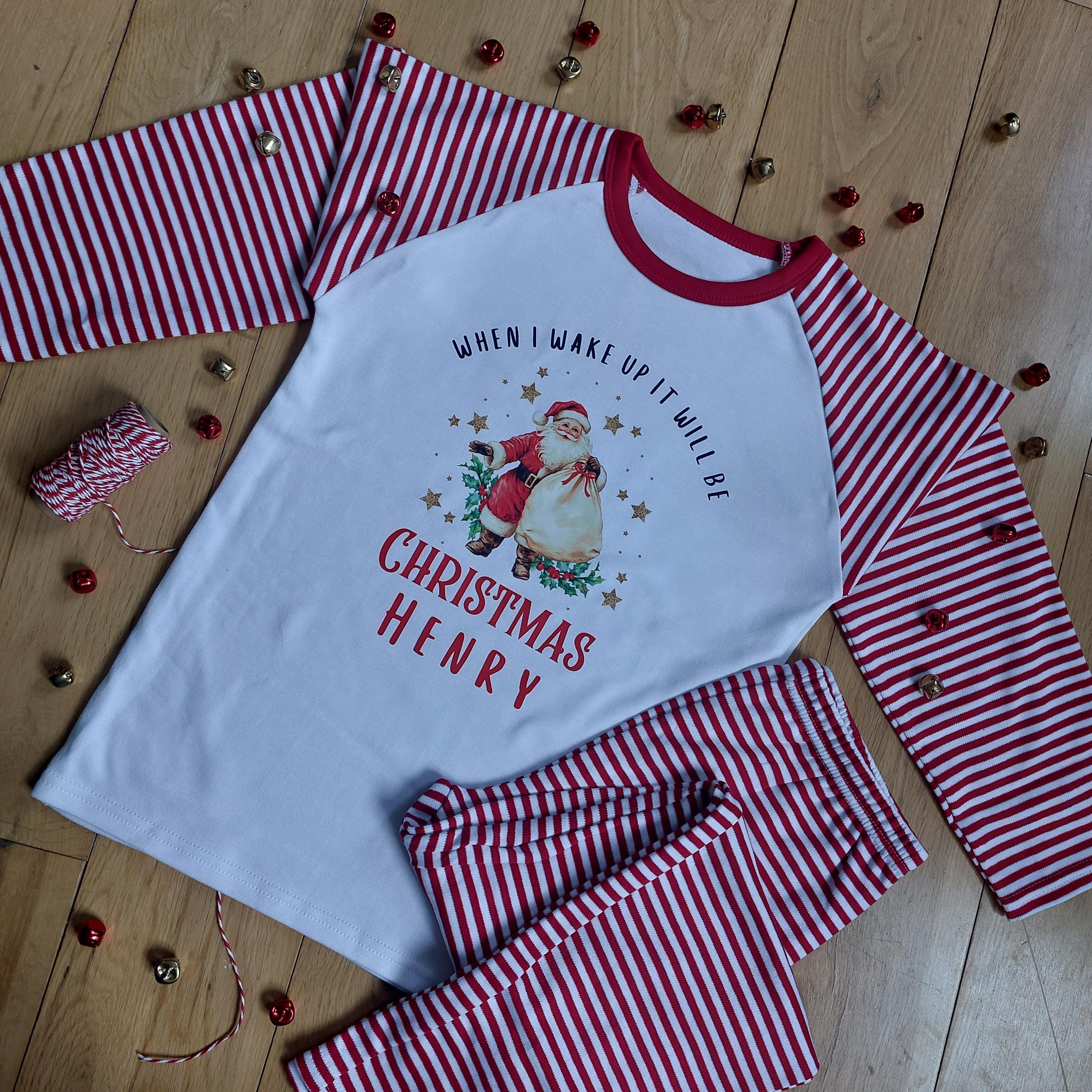 Personalised Kids Christmas Eve Pyjamas, When I Wake Up Pyjamas