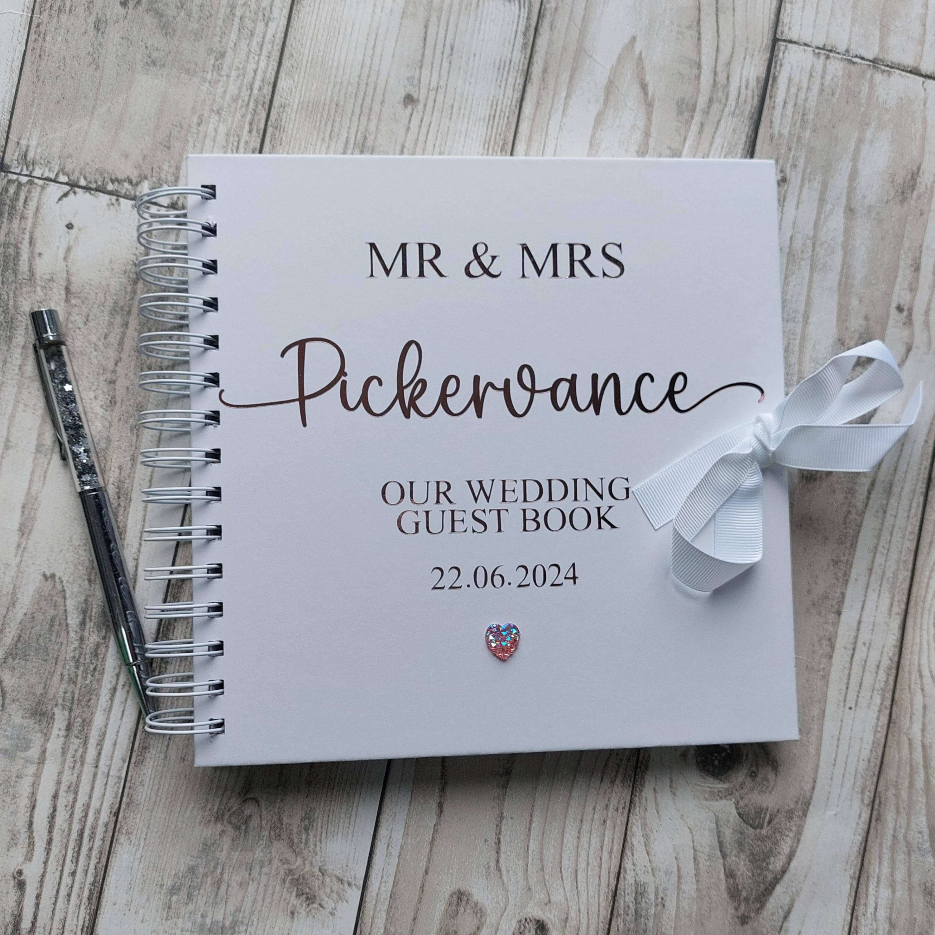 Personalised Wedding Guest Book: Custom Names & Date