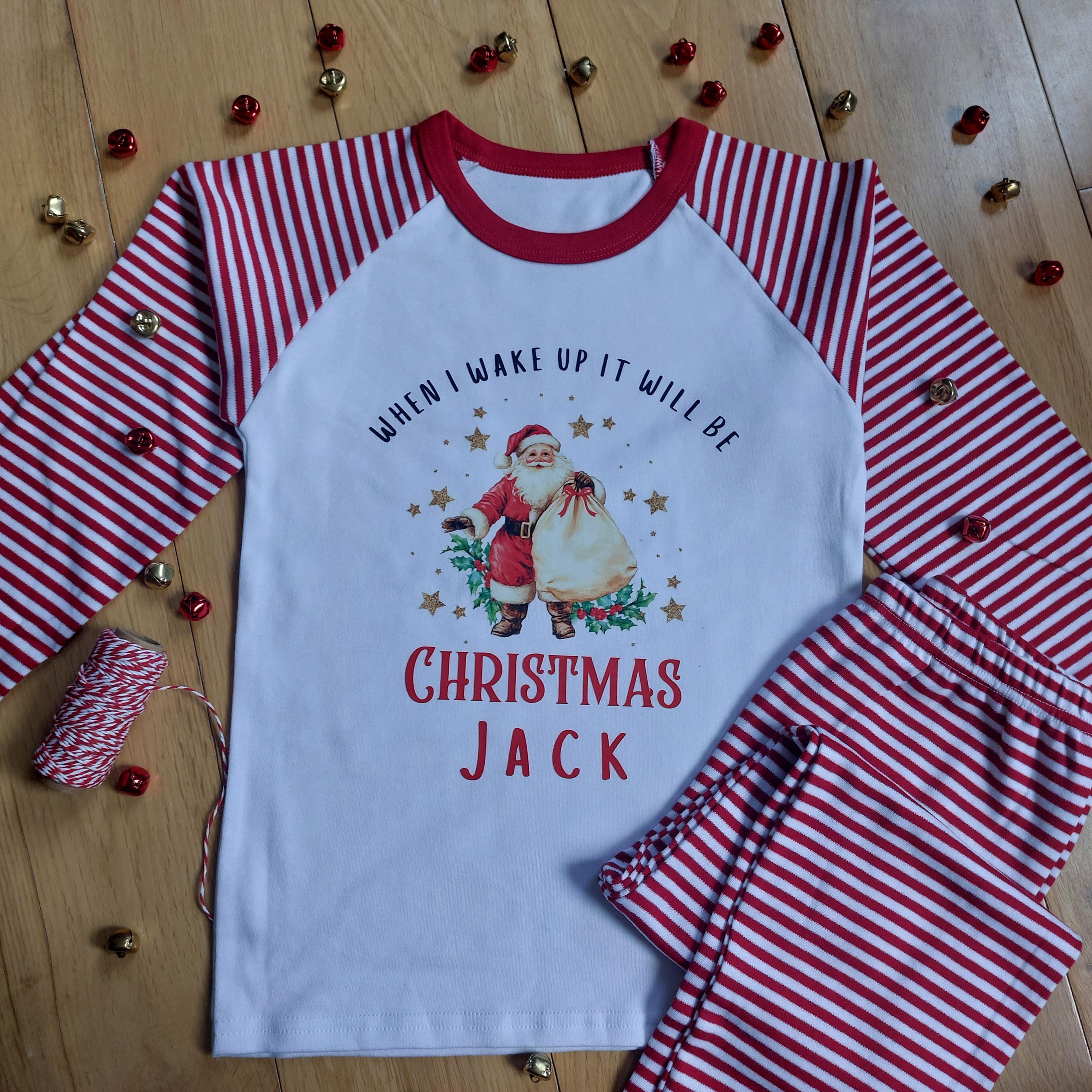 Personalised Kids Christmas Eve Pyjamas, When I Wake Up Pyjamas