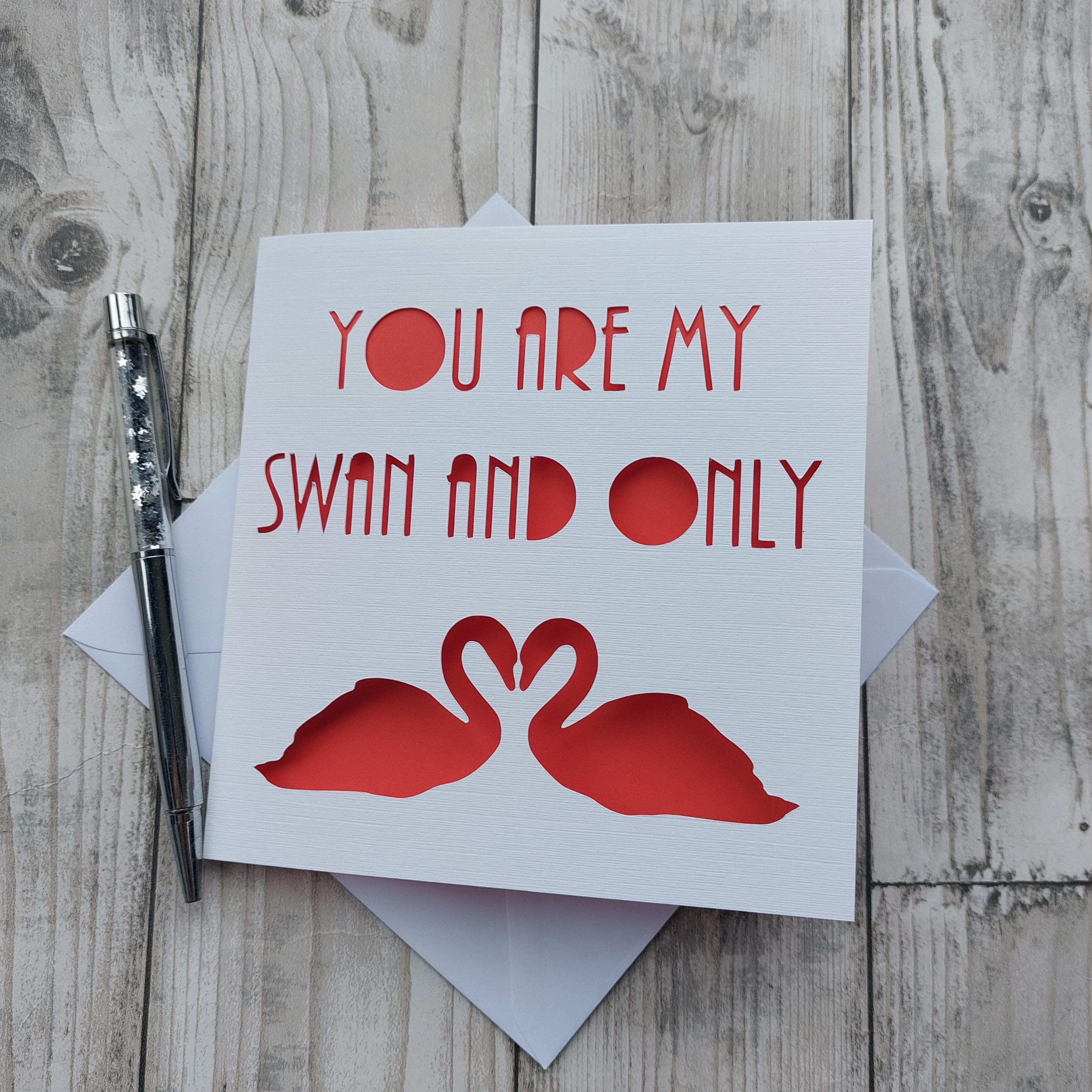 Swan Anniversary Card: Papercut Love Card for Him or Her