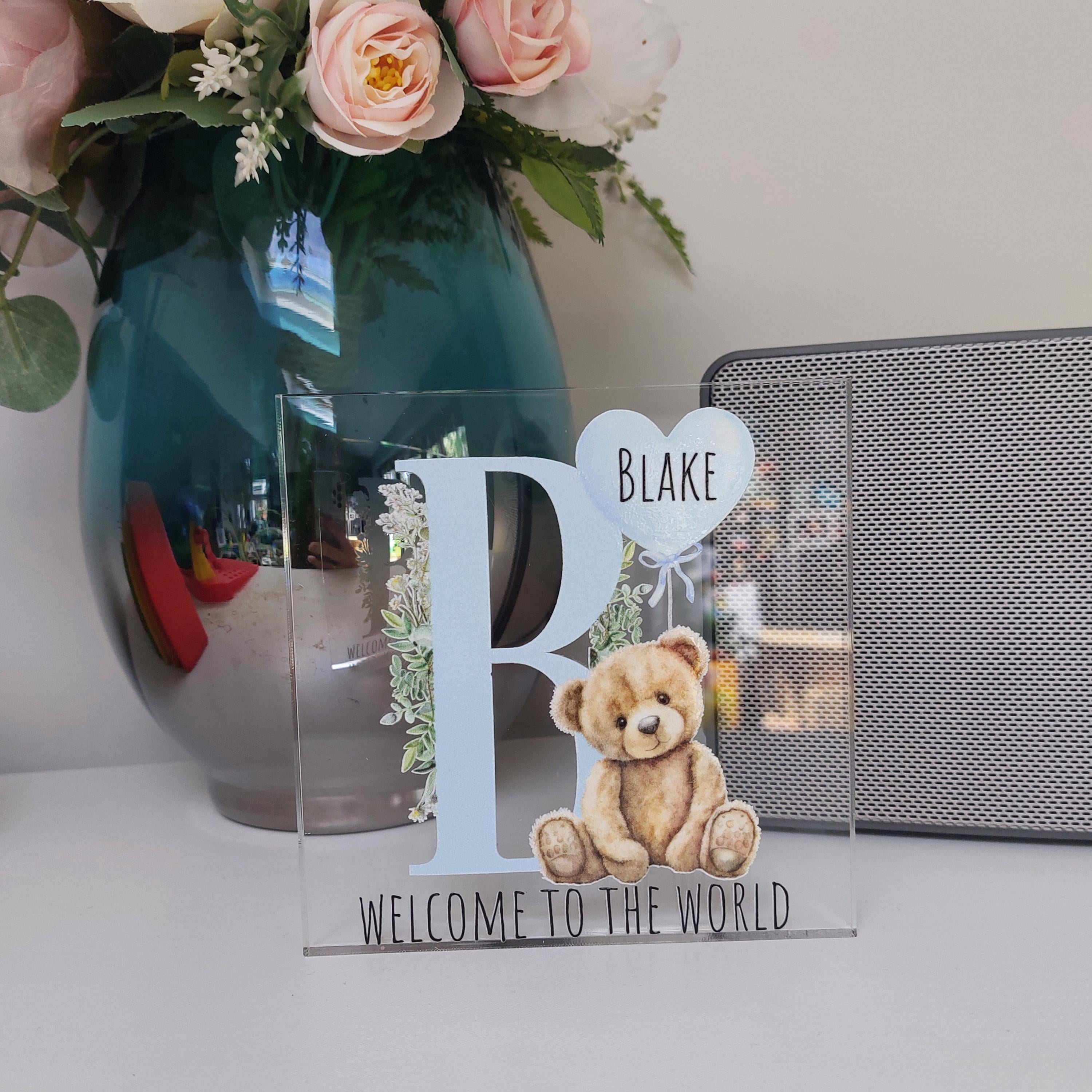 Personalised Baby Bear Alphabet Block: New Baby Nursery Decor