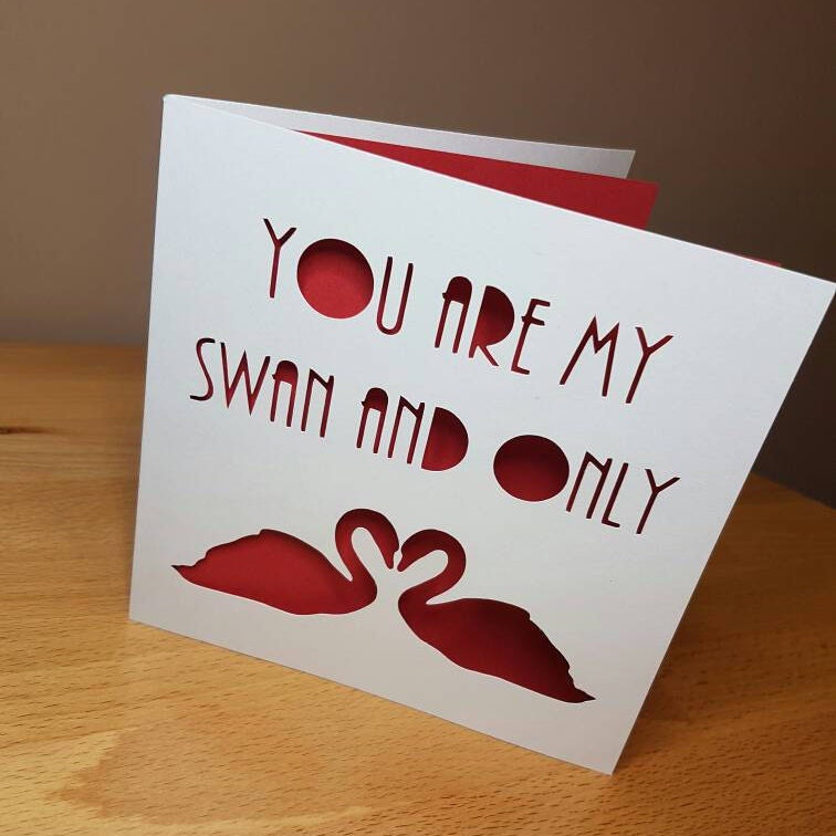 Swan Anniversary Card: Papercut Love Card for Him or Her