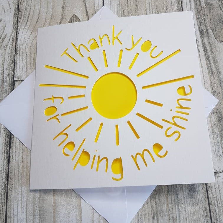 Thank You Teacher Card: Helping Me Shine Papercut Design