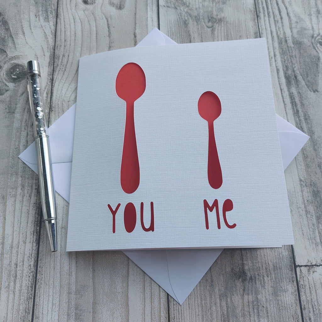 Valentines Card, Card for him, Big Spoon, Little Spoon, Love card, Anniversary card, Papercut card, Funny Valentines Card