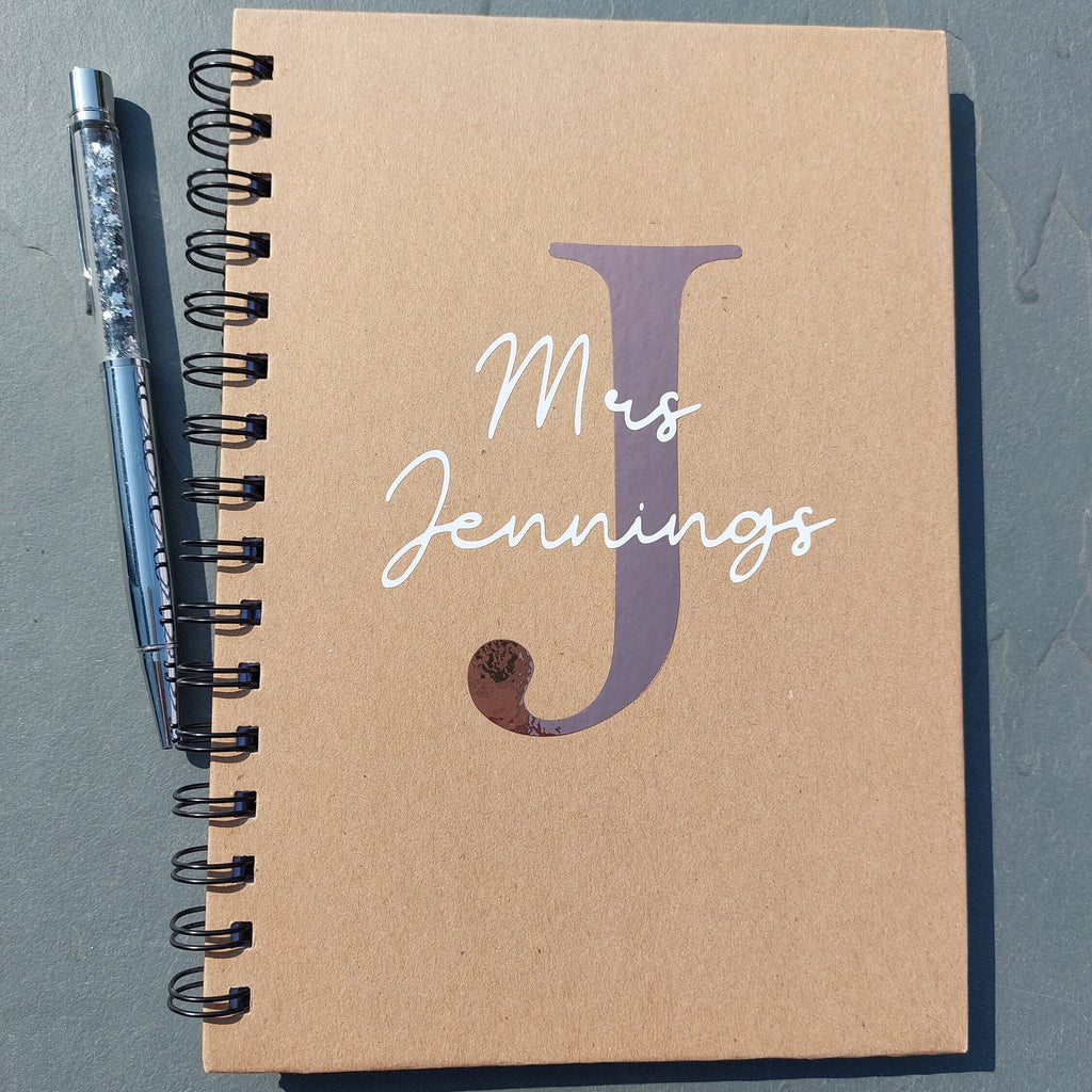 Personalised Teacher Notebook: A5 Kraft, Initial Detail