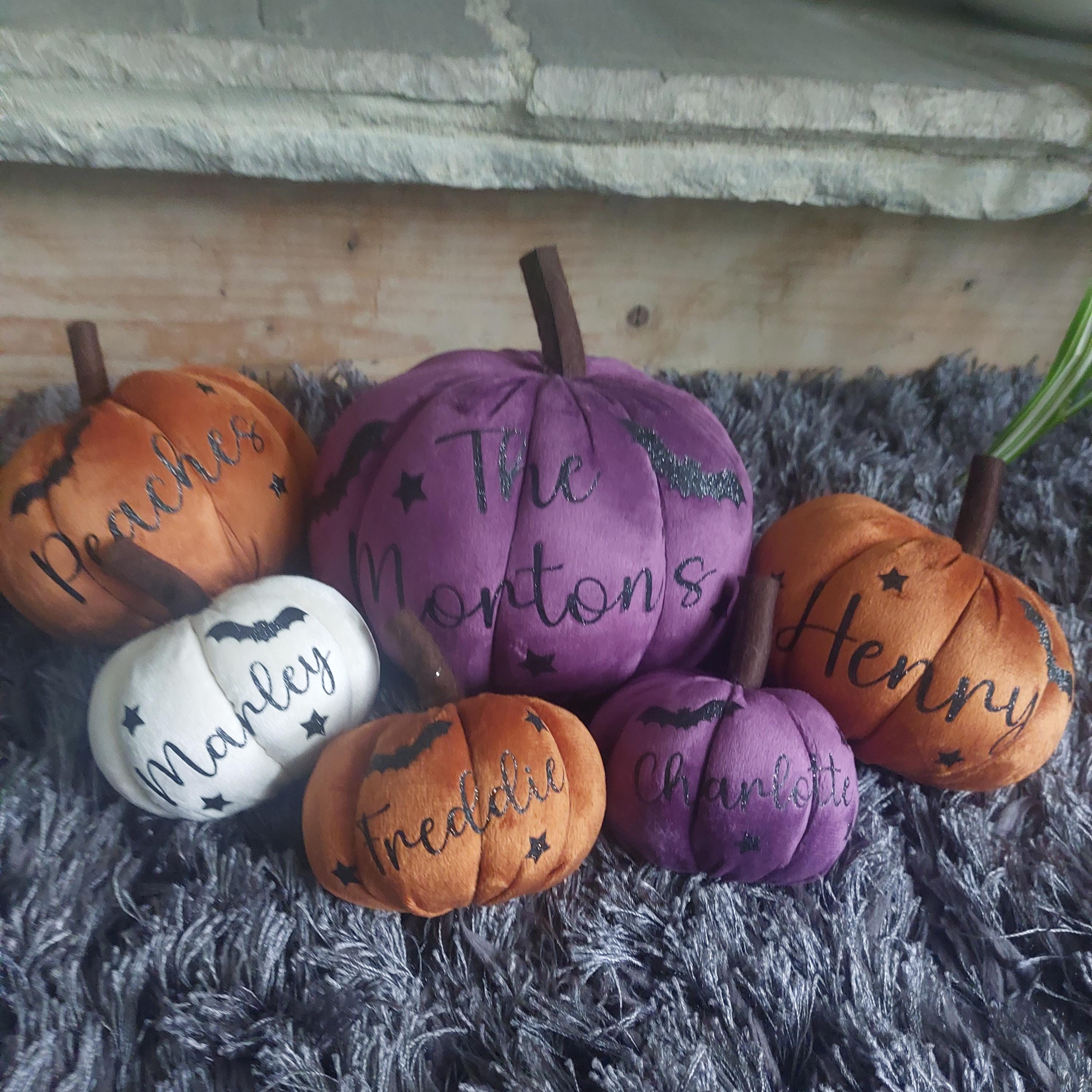 Personalised Plush Halloween Pumpkin: Glitter Name Autumn Decor
