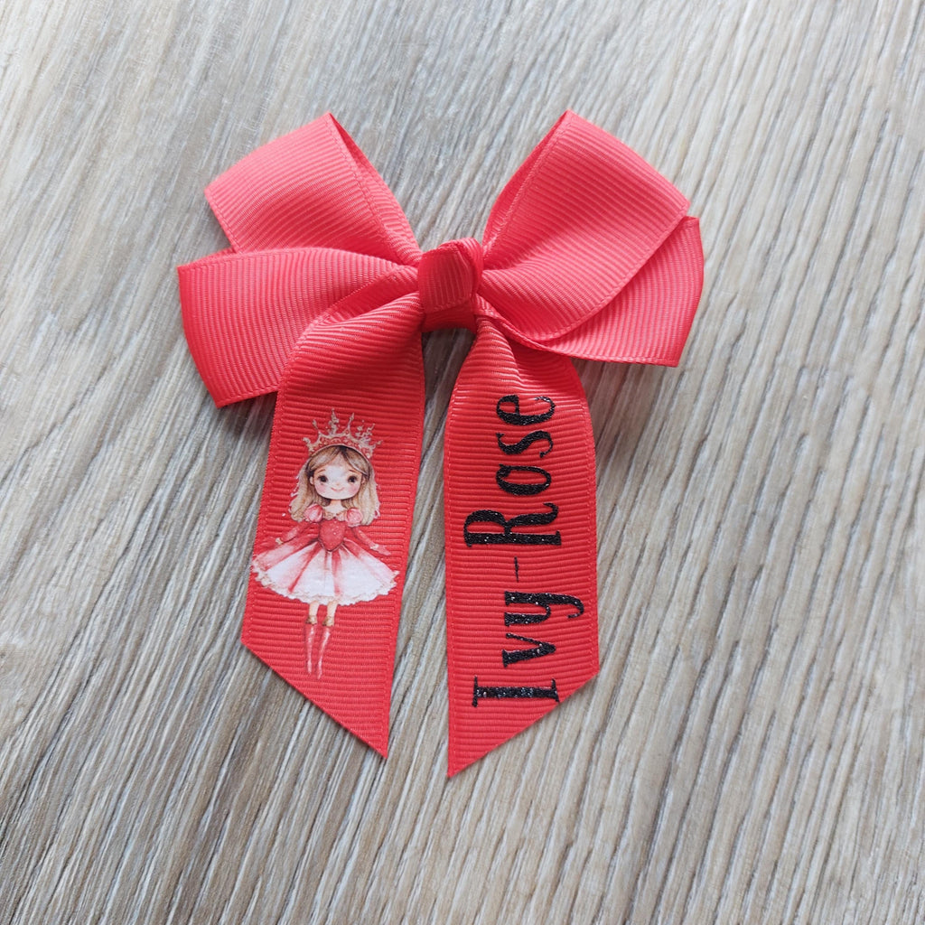 Personalised Christmas Hair Bow: Red Grosgrain Ribbon, Christmas Eve Box Filler