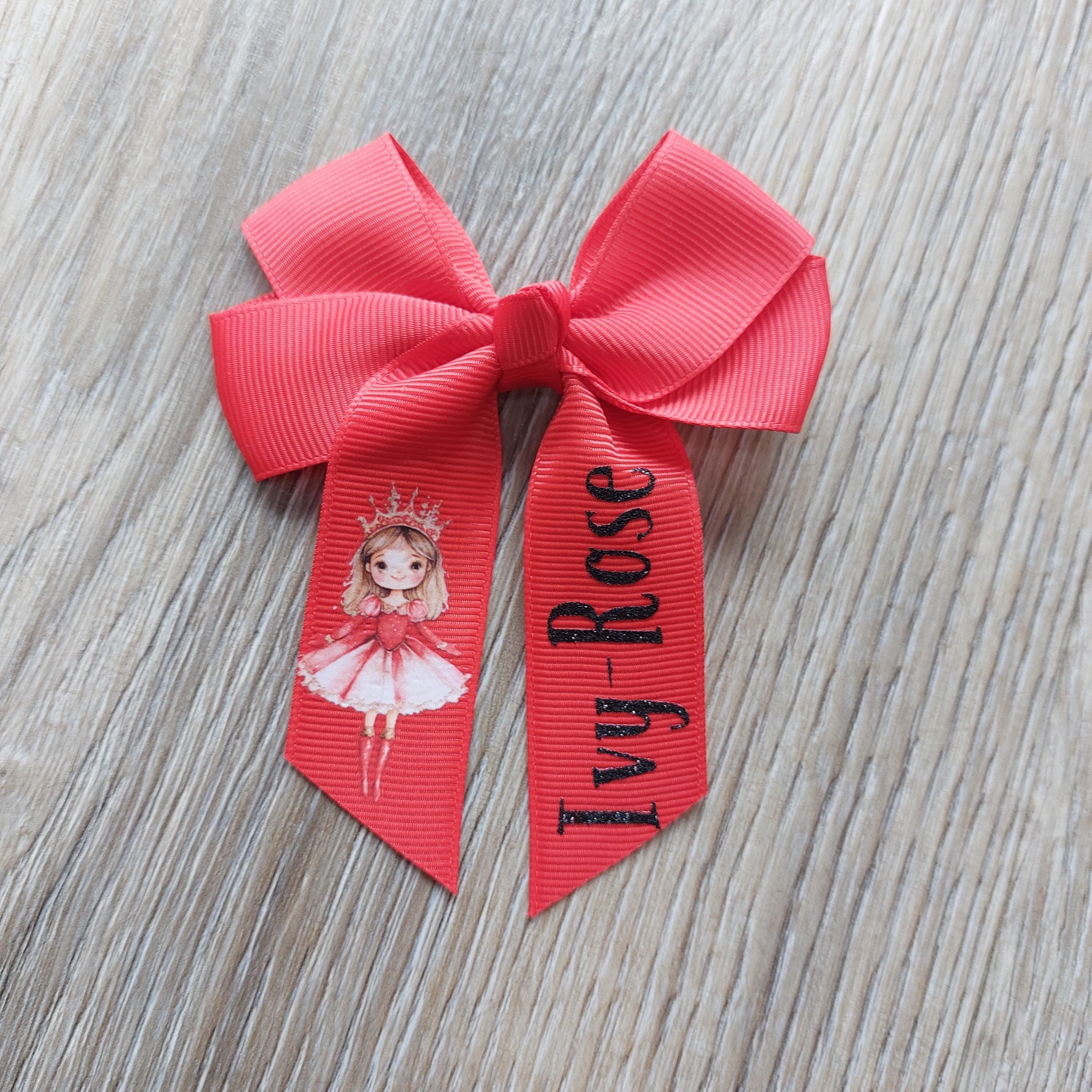 Personalised Christmas Hair Bow: Red Grosgrain Ribbon, Christmas Eve Box Filler