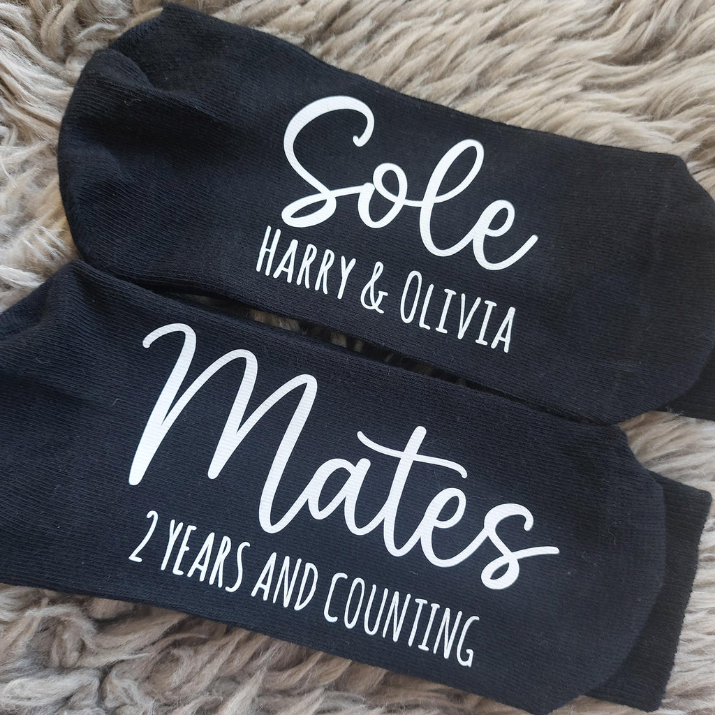 Sole Mates Personalised Socks, Wedding Socks, Groom Gift, 2nd Wedding Anniversary Gift