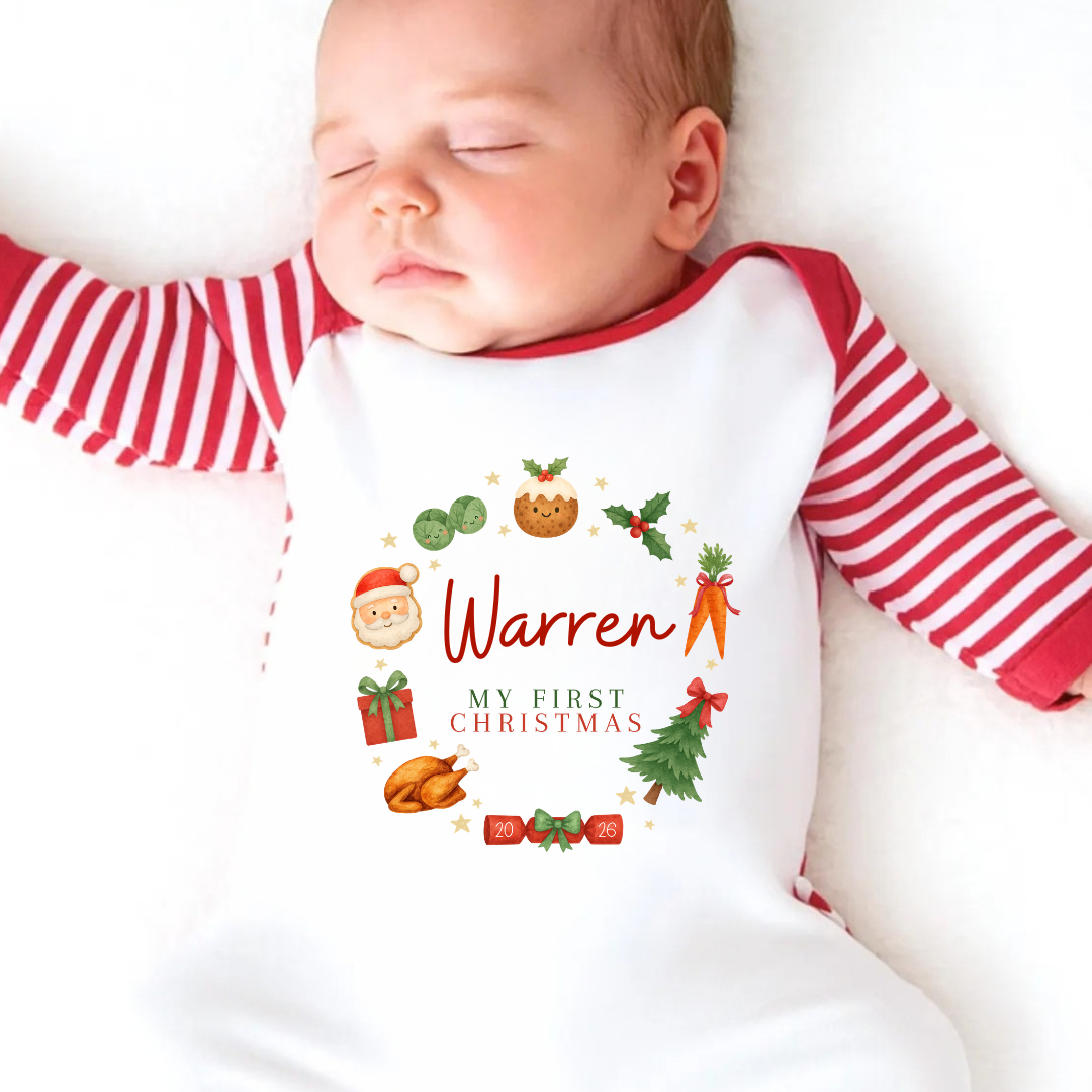 Personalised First Christmas Rompersuit – Christmas Food Design