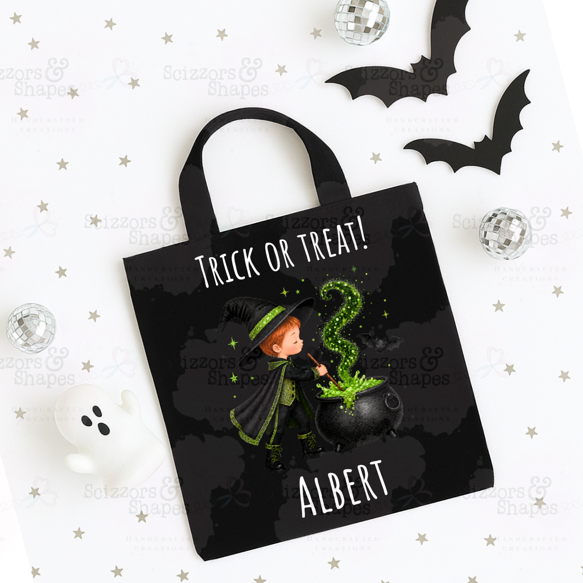 Personalised Wizard Boy Trick or Treat Bag – Halloween Cotton Tote